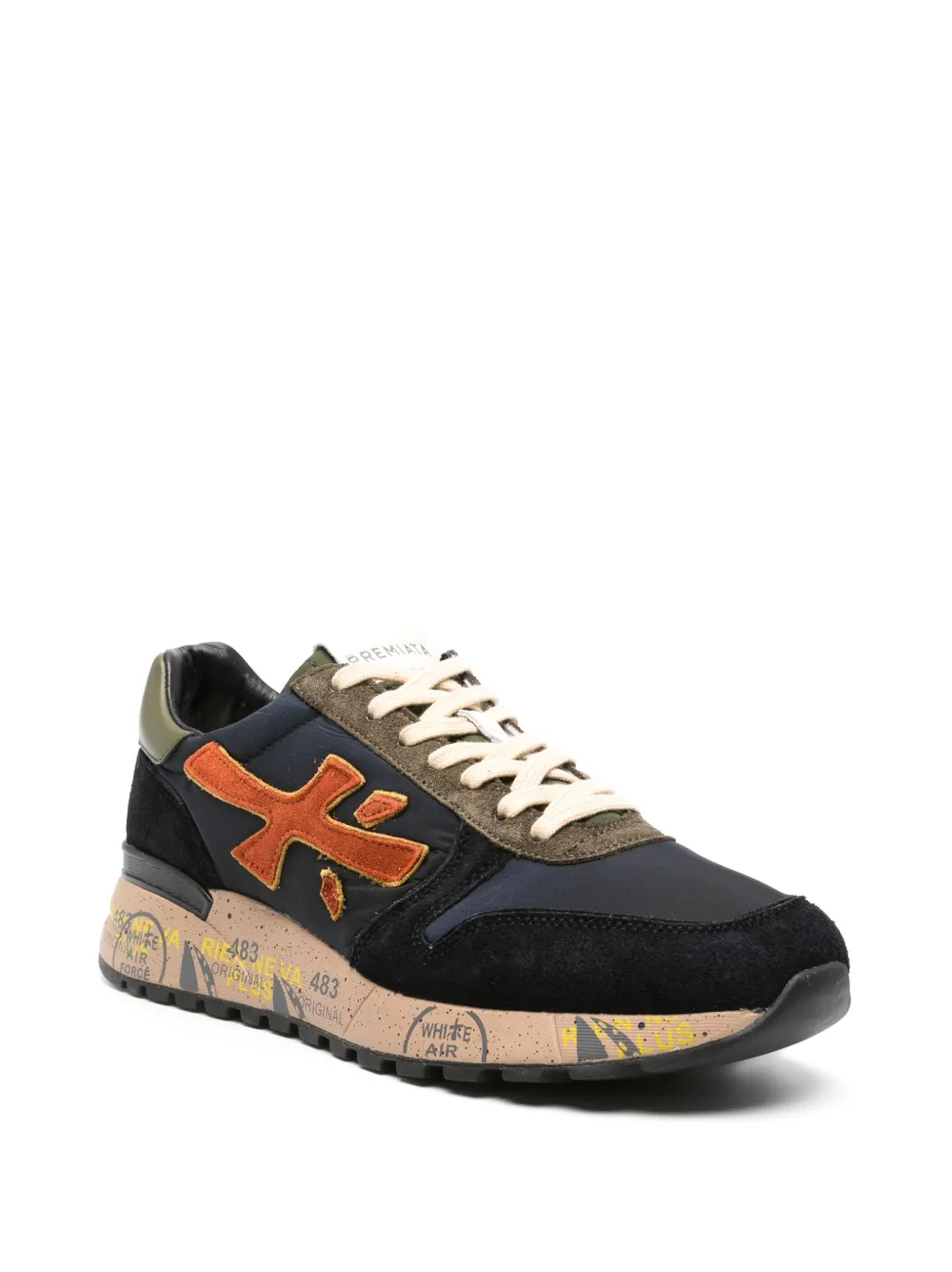 Premiata Mick panelled leather sneakers - Blauw
