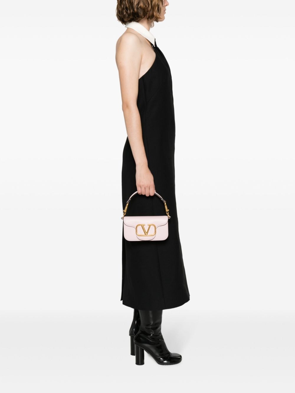 Shop Valentino Small Locò Leather Shoulder Bag In Pink