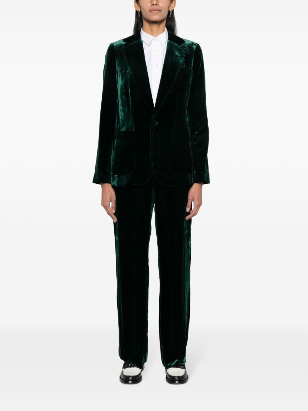 Shop Polo Ralph Lauren Tailored Velvet Trousers In Green