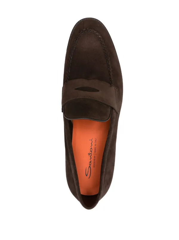 Santoni アーモンドトゥ スエードローファー | ブラウン | FARFETCH JP