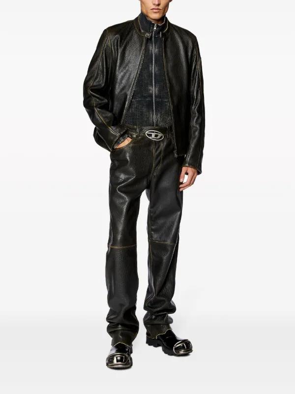 Diesel P-Kooman Leather Trousers - Farfetch