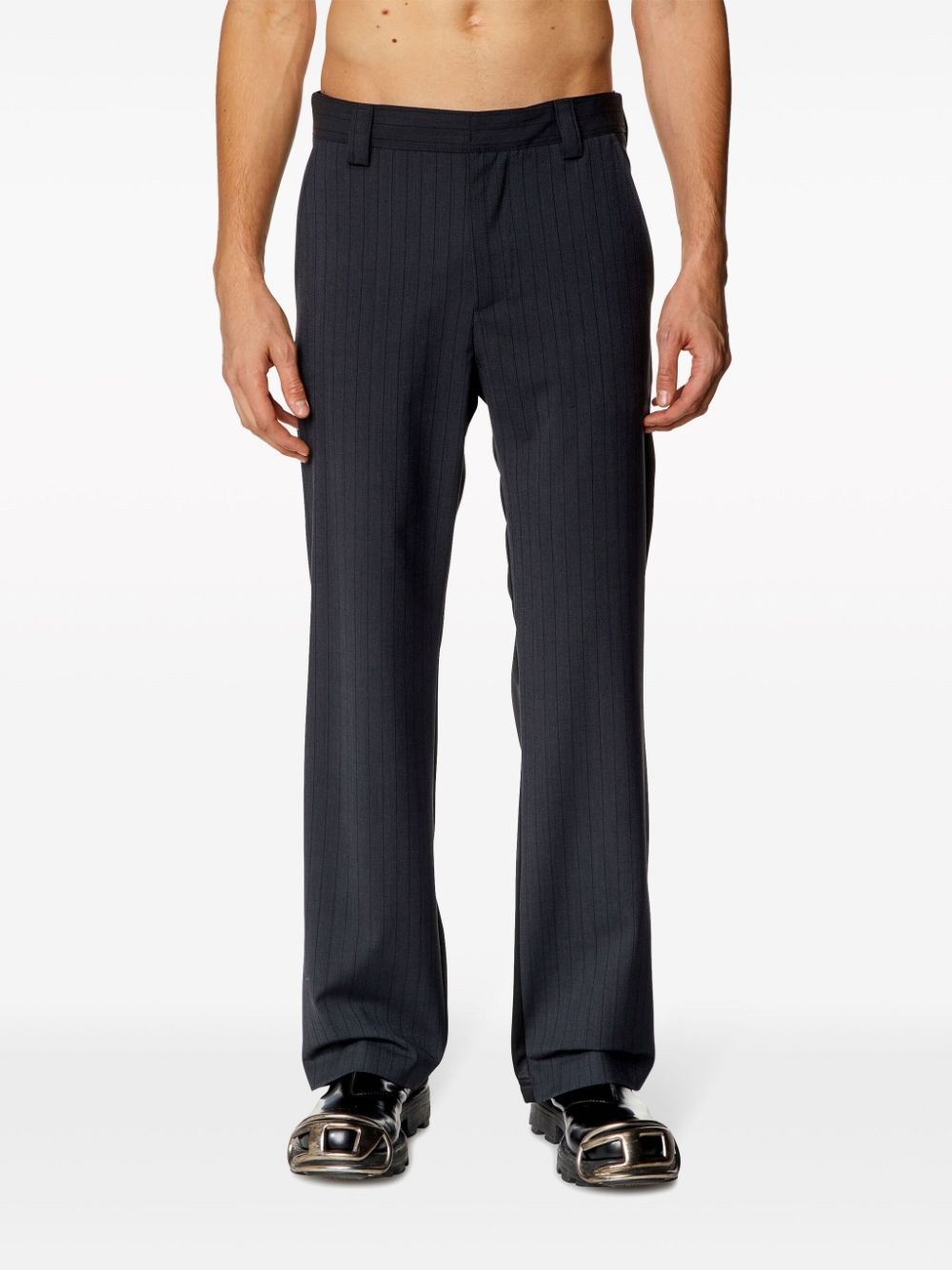 Shop Diesel P-wire Pinstriped Tailored Trousers In Black