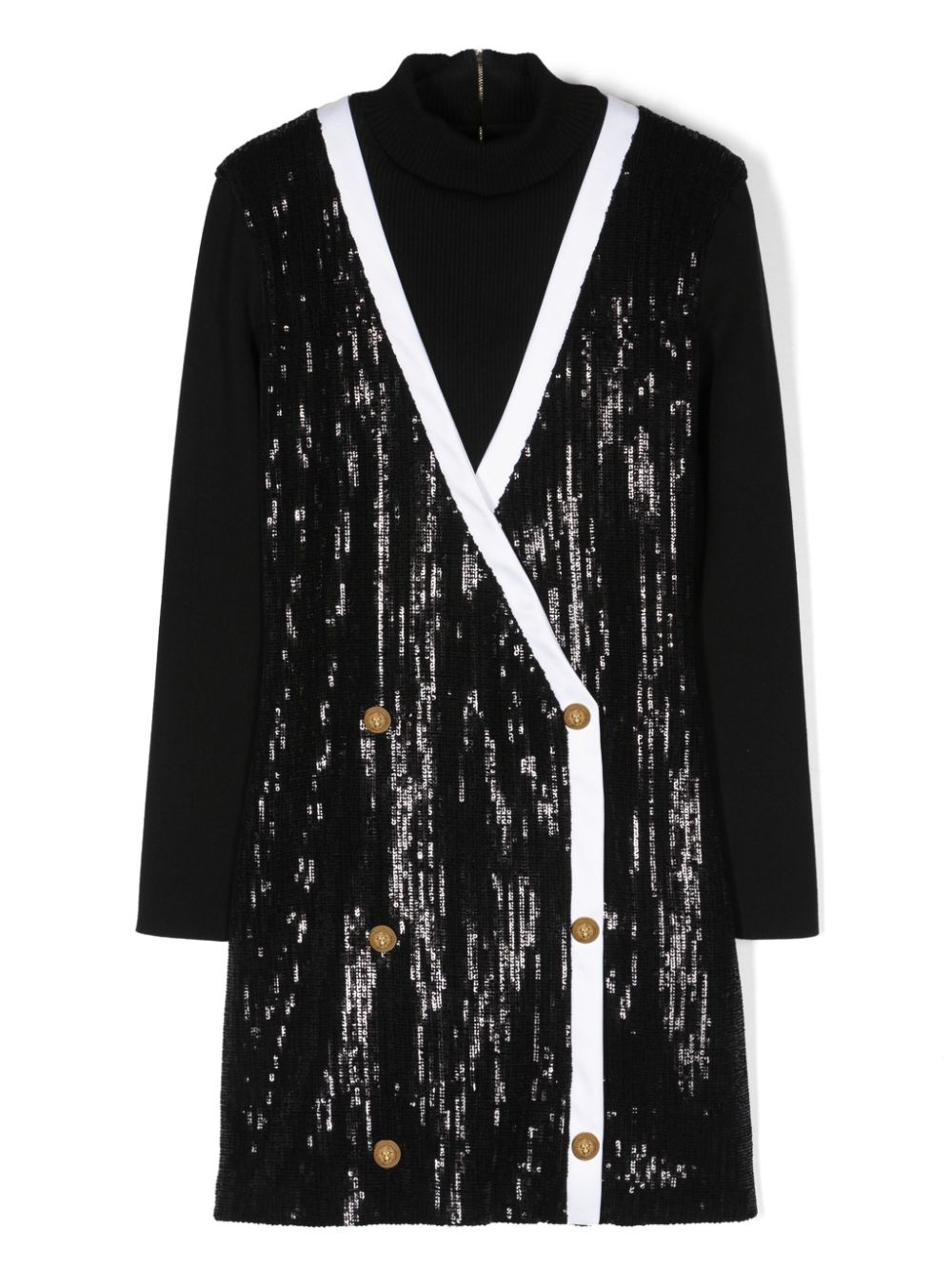 Balmain Kids' Girls Black Sequin & Knit Medallion Dress