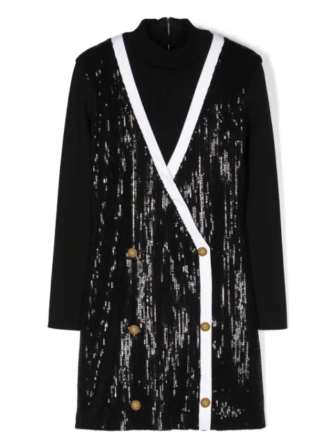 Balmain Kids high-neck sequinned dress