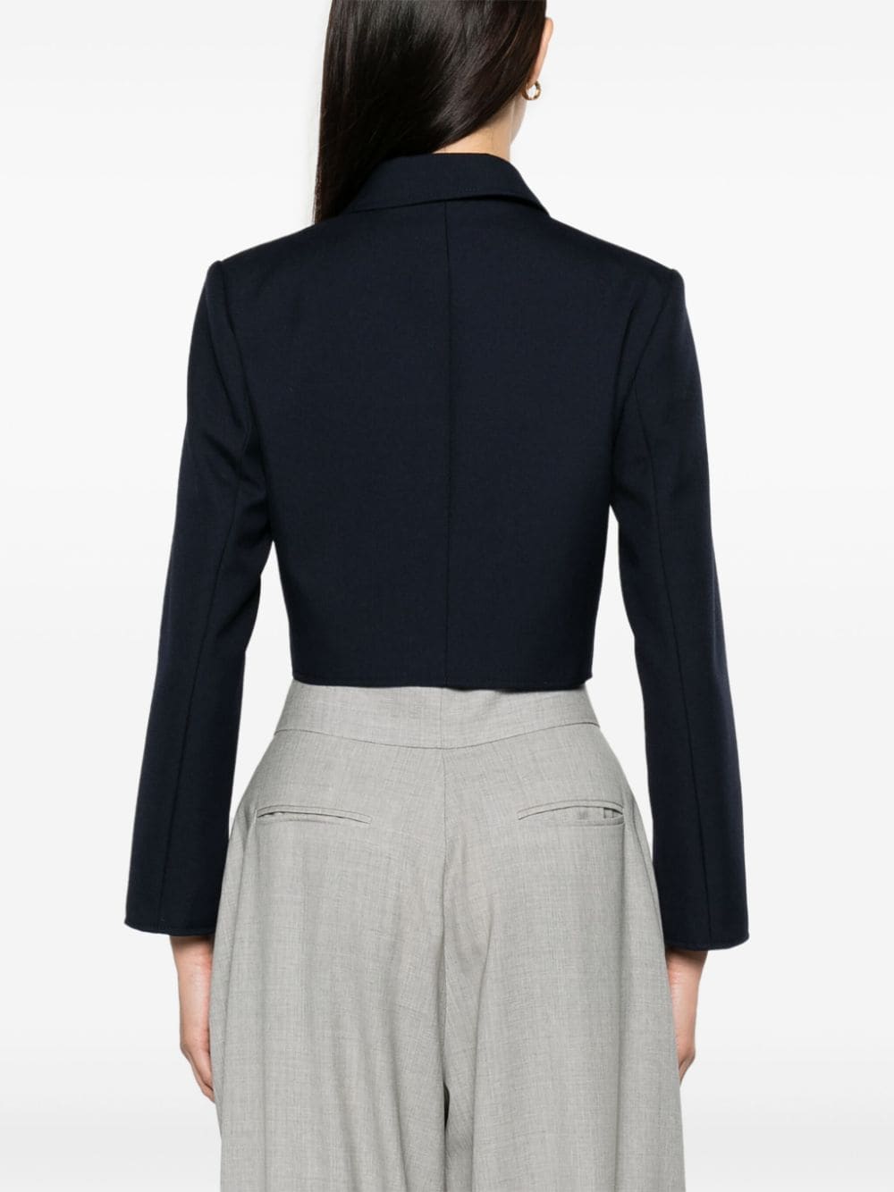 Shop Sandro Cropped Double-breasted Blazer In Blau