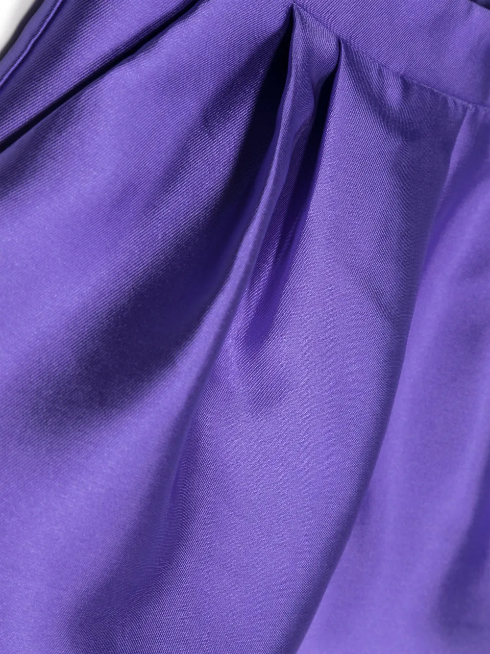 Shop Douuod Satin Pleated Mini Shorts In Purple