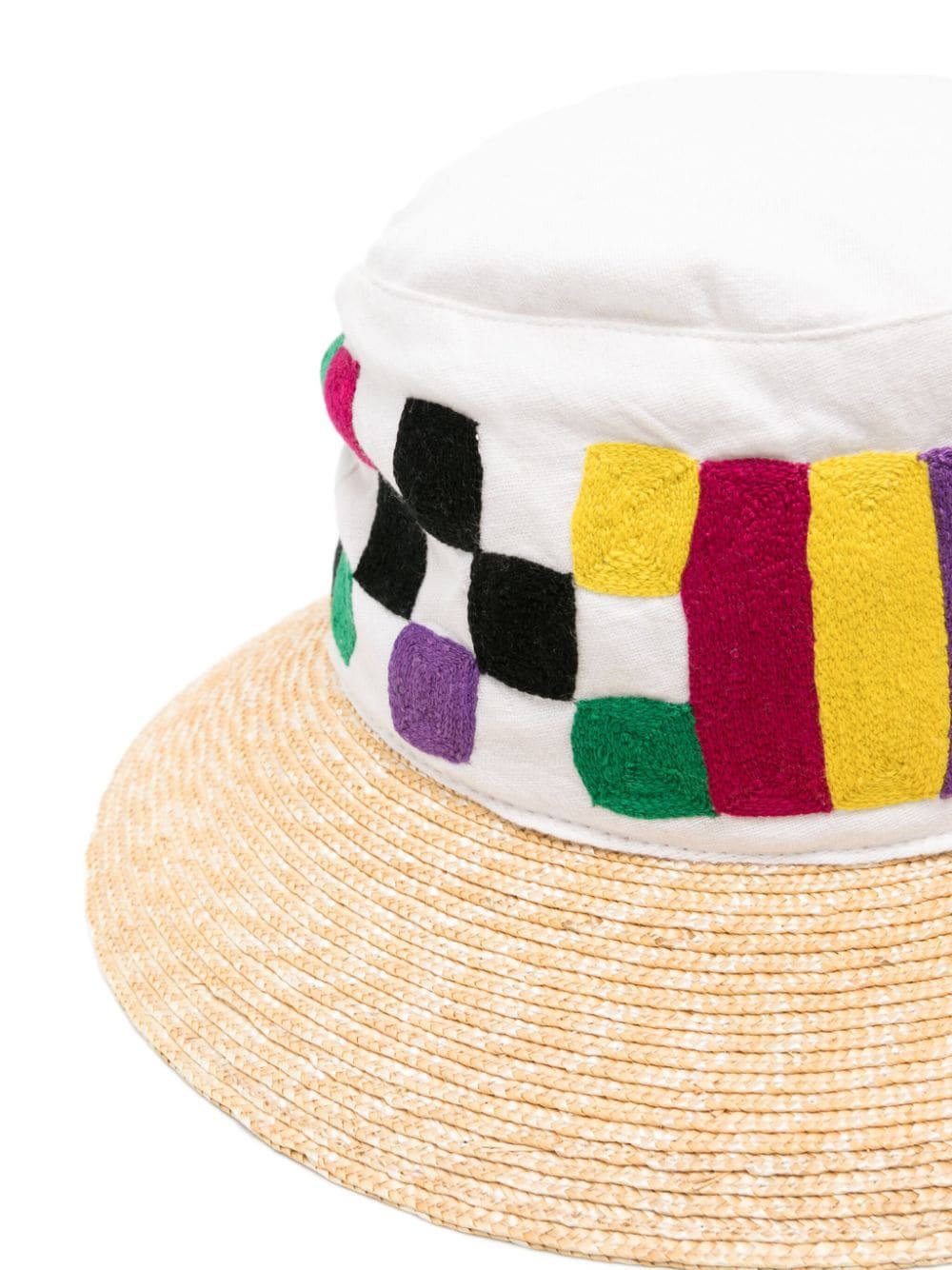 Shop Eres Checkerboard-embroidered Sun Hat In Neutrals