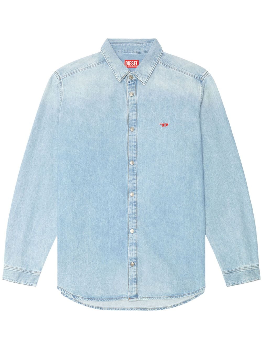 diesel chemise en jean d-simply à logo brodé - bleu
