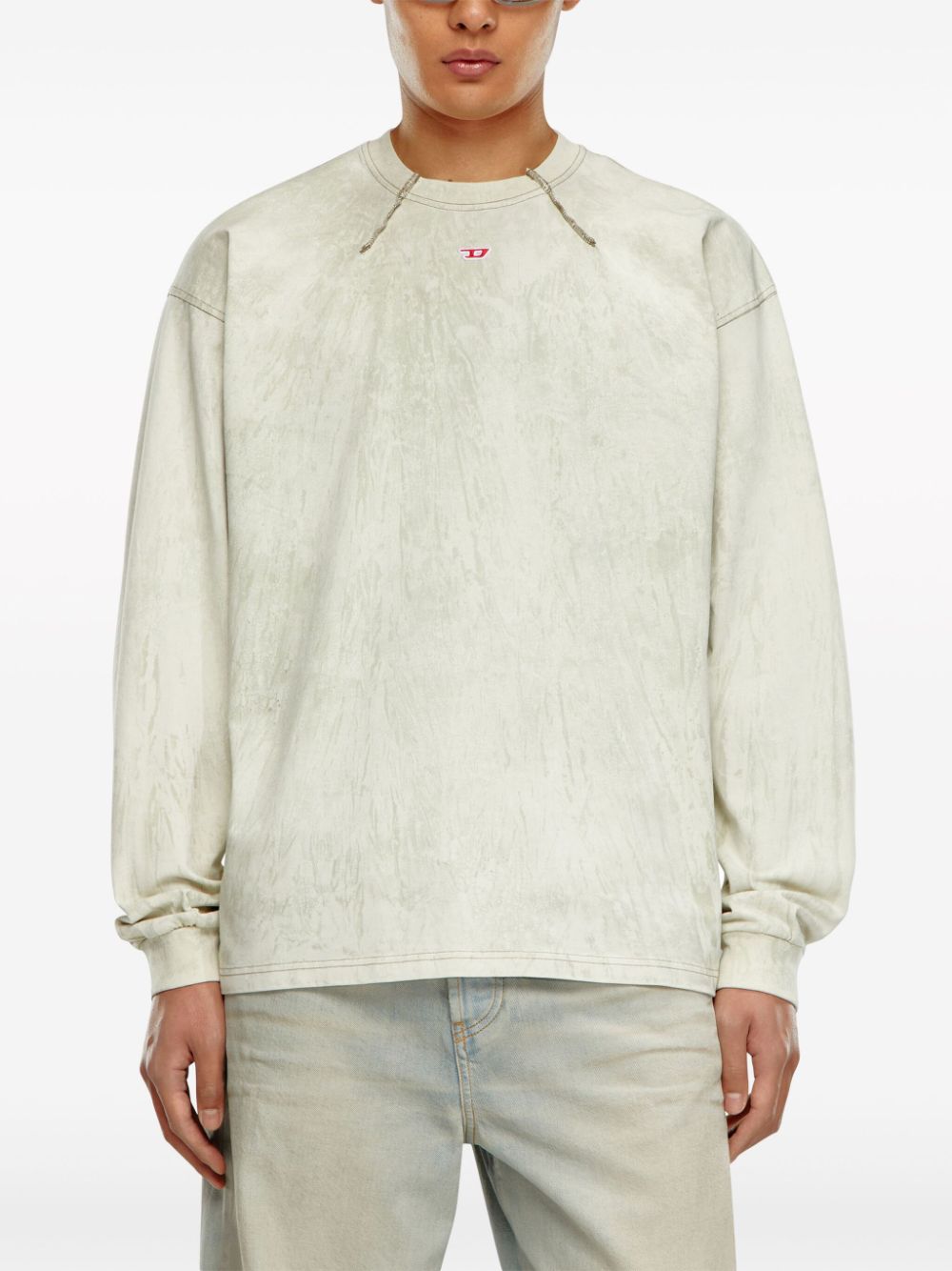 Shop Diesel Exposed-seam Cotton Sweatshirt In Neutrals