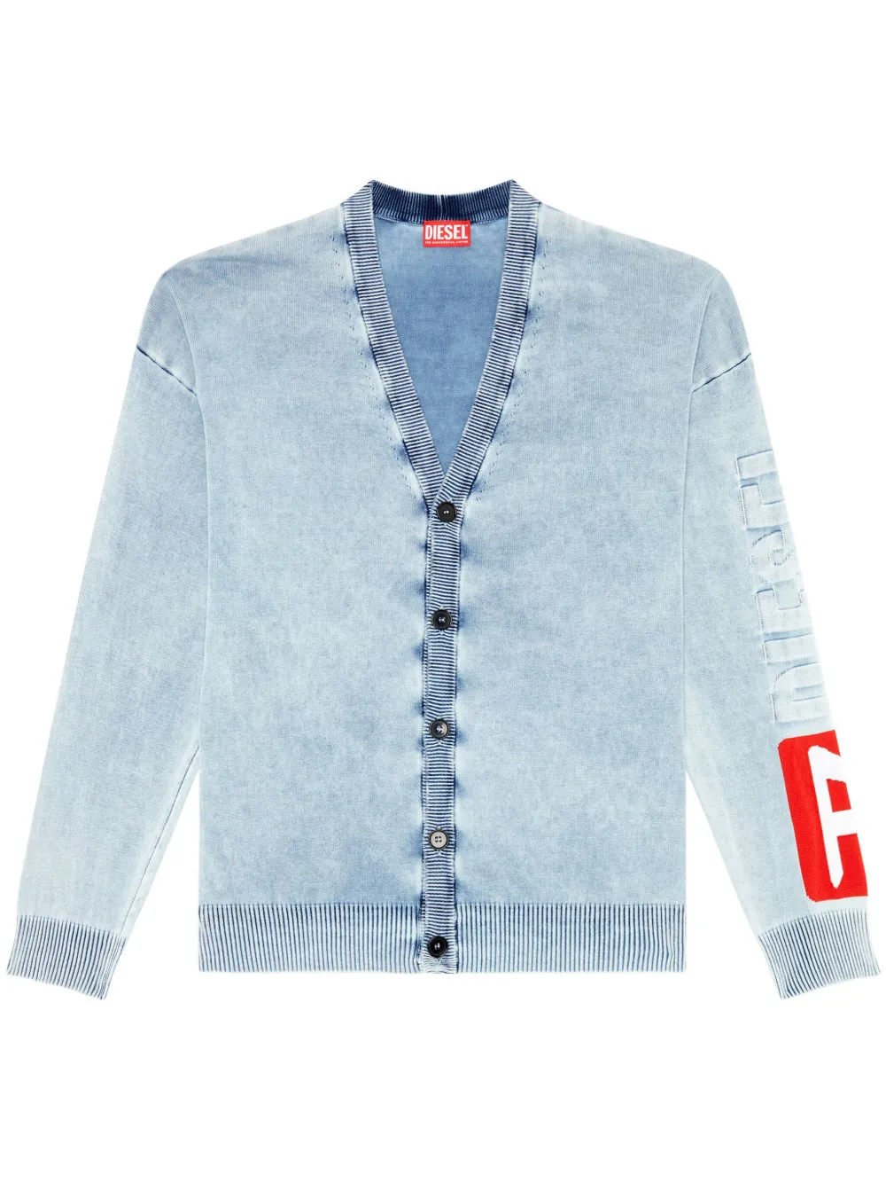 Diesel K-zeno Washed-effect Cardigan In Blue