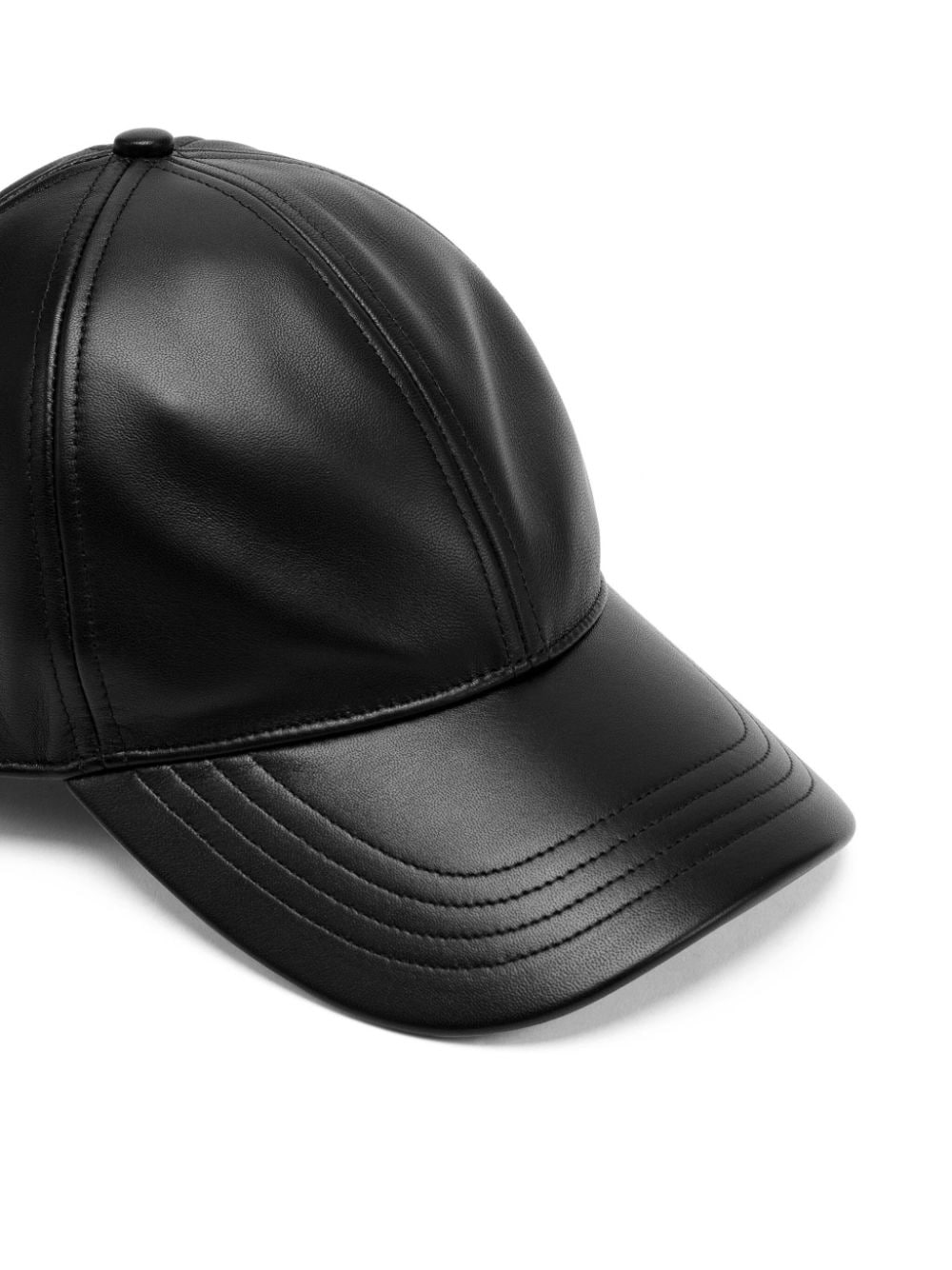 Shop Diesel C-bill Leather Baseball Cap In Black