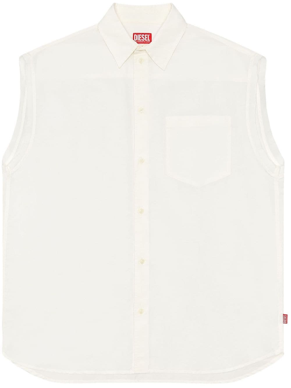 Shop Diesel S-simens Sleeveless Shirt In White