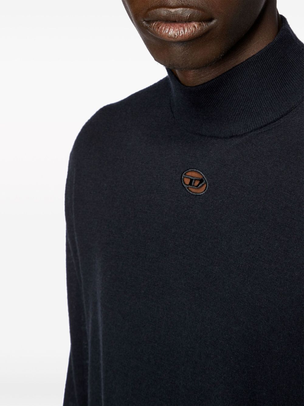 Shop Diesel K-gil Logo-embroidered Wool Jumper In Black