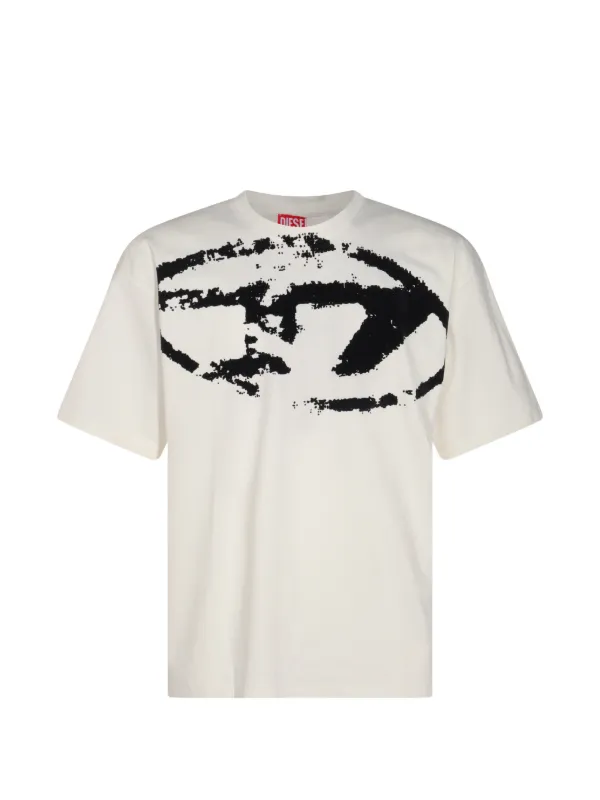 Diesel T-shirt With Distressed Flocked Logo | White | FARFETCH