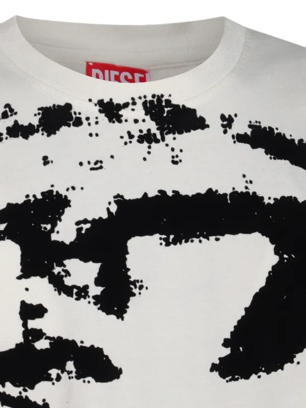 Diesel T-shirt With Distressed Flocked Logo | White | FARFETCH