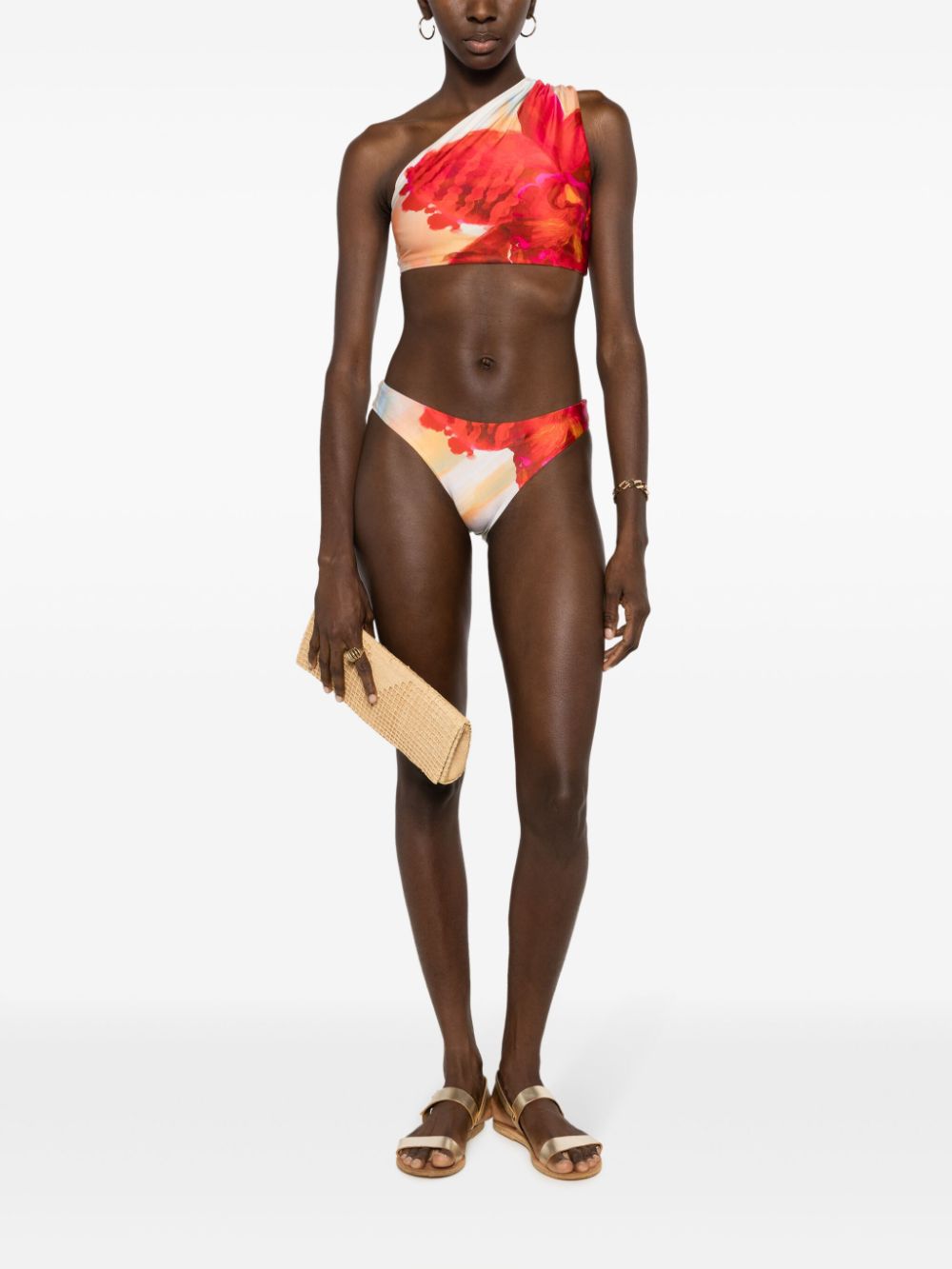 Lenny Niemeyer floral one-shoulder bikini top - Rood