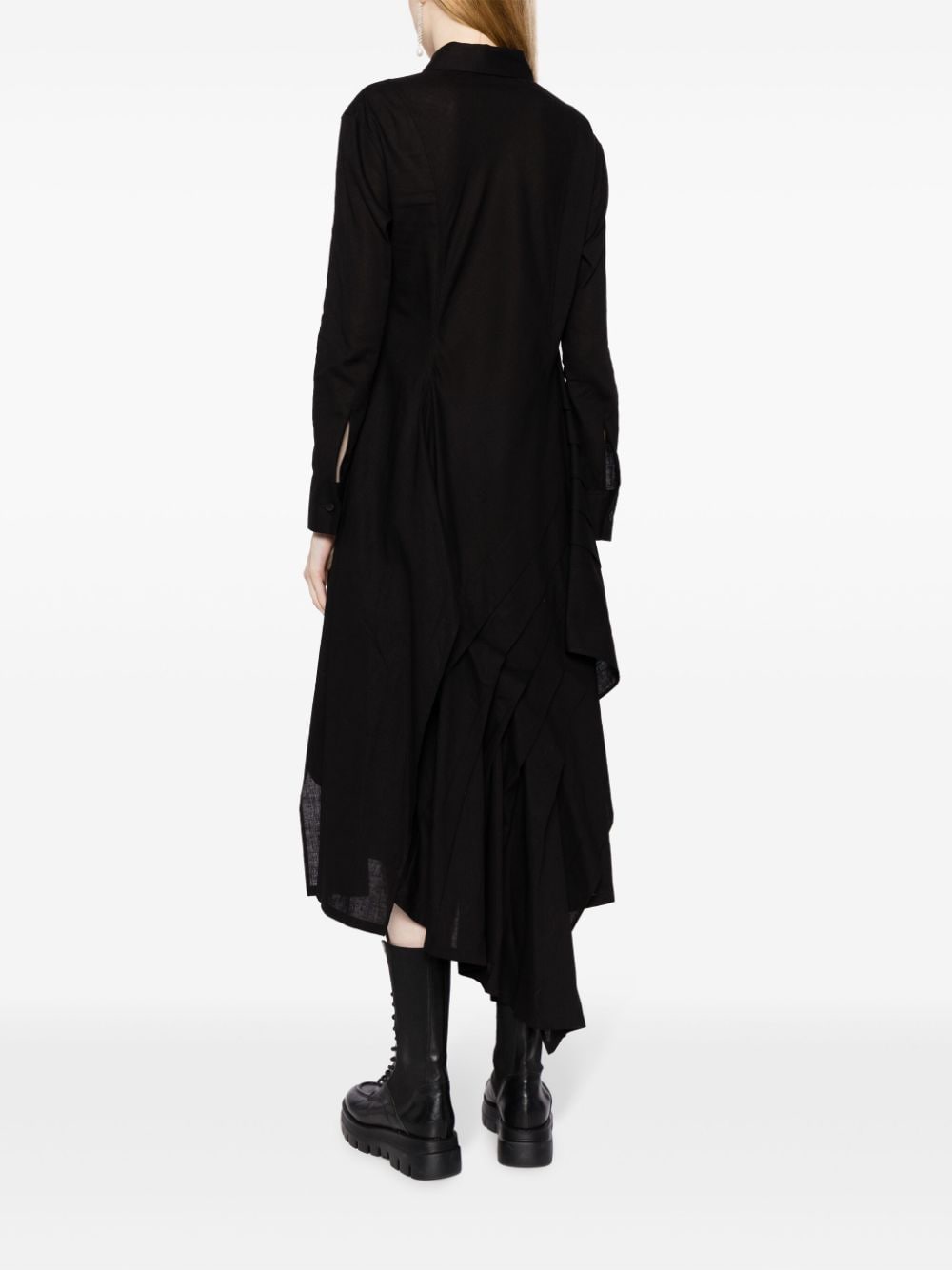 Shop Yohji Yamamoto Muslin Draped Midi Dress In Schwarz