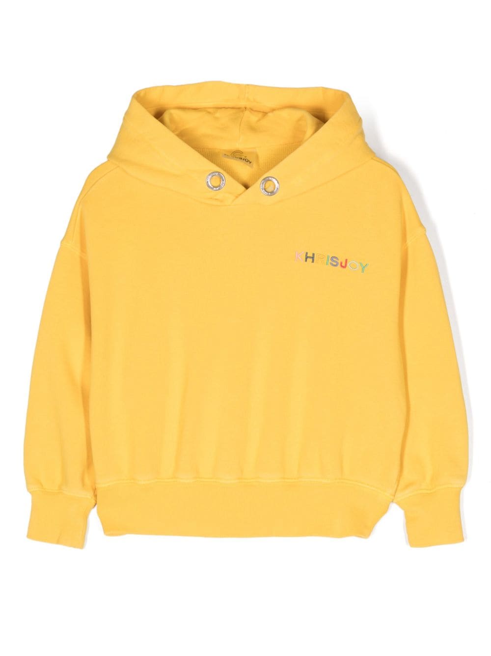 Khrisjoy Kids' Logo-embroidered Cotton Hoodie In Yellow