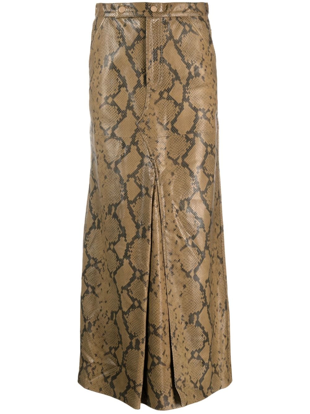 Shop Dorothee Schumacher Snakeskin-effect Leather Long Skirt In Neutrals