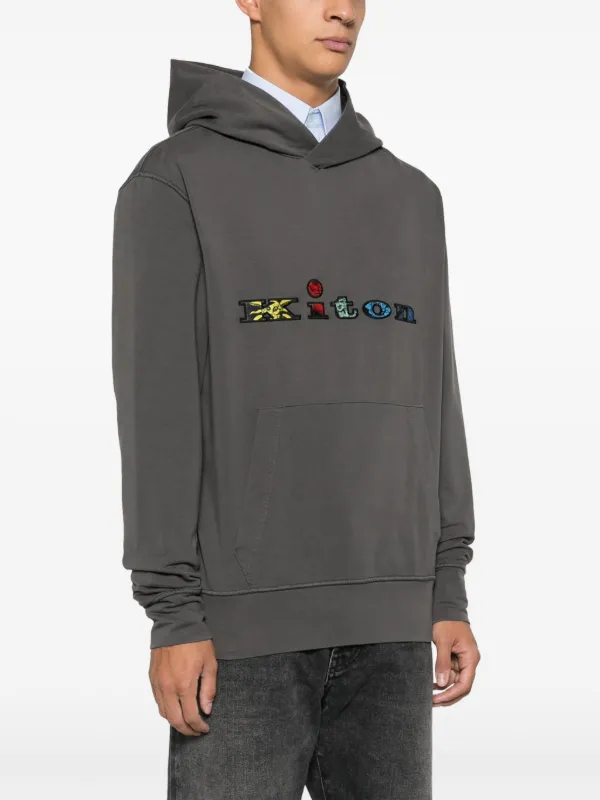 Kiton logo appliqu Jersey Hoodie Farfetch