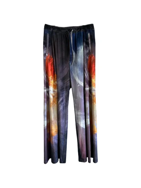 Taakk printed velvet drawstring trousers