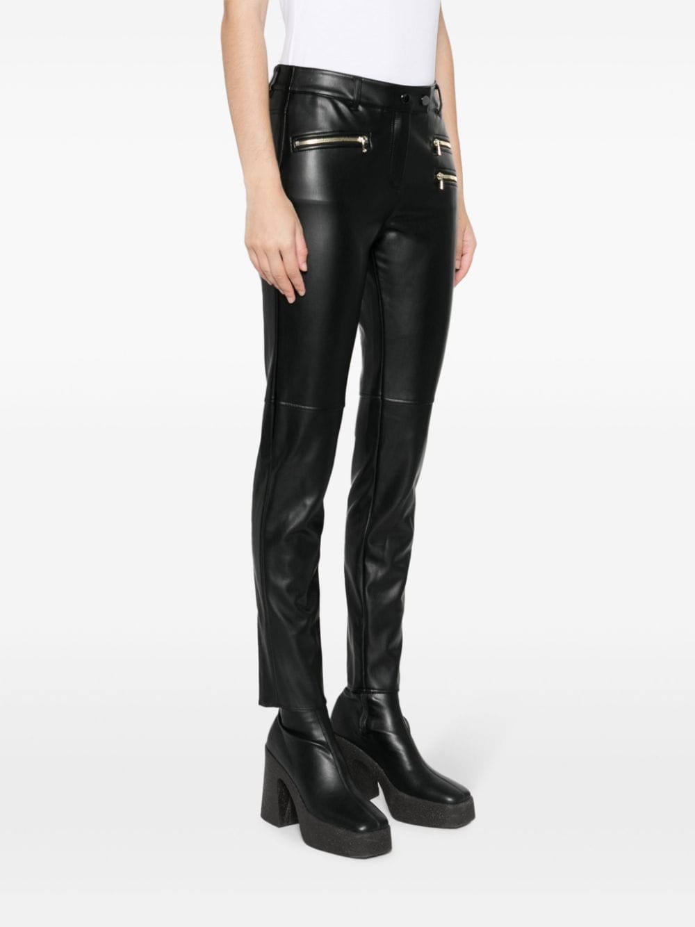 Shop Dorothee Schumacher Coated Finish Cropped Trousers In Black