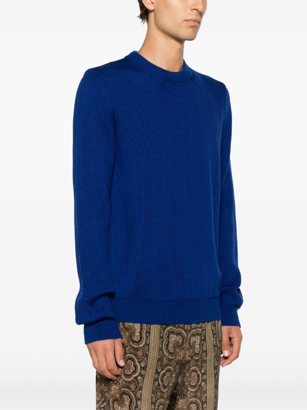 Shop Roberto Collina Ribbed-knit Crew-neck Jumper In Blue