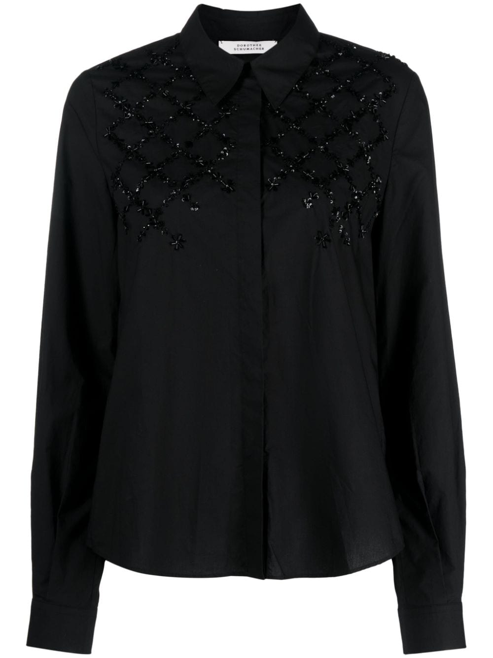 Dorothee Schumacher Bead-embellished Detail Cotton Shirt In Black