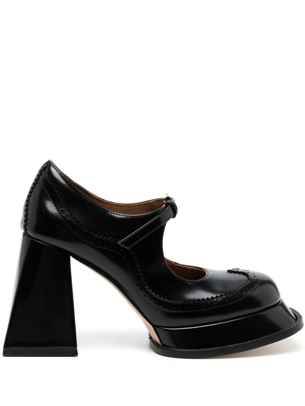 Shushu-tong 105mm Patent Leather Mary Jane Pumps In Black