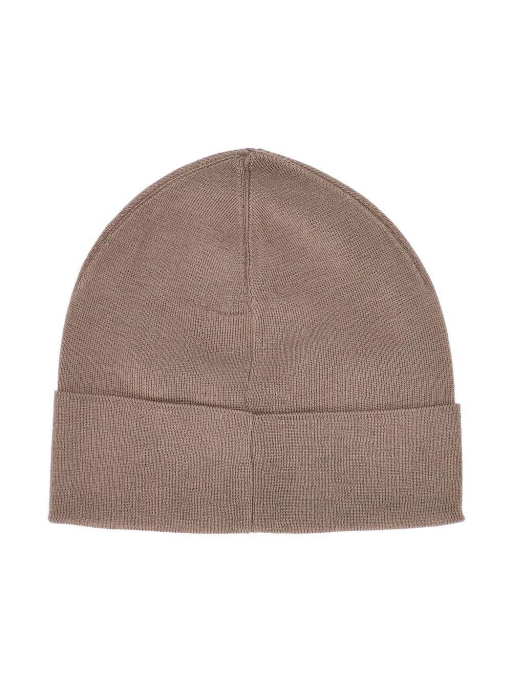 Shop Hugo Boss Aride Logo-print Beanie In Neutrals