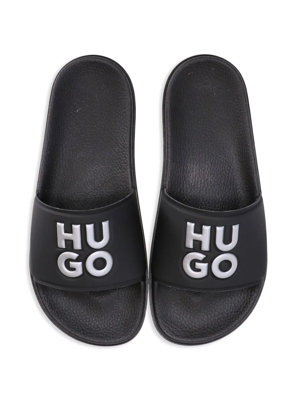 Shop Hugo Logo-debossed Moulded-footbed Slides In Black