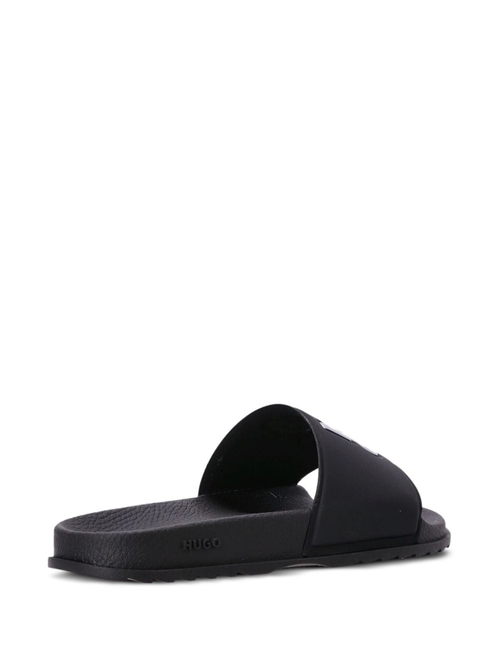 Shop Hugo Logo-debossed Moulded-footbed Slides In Black