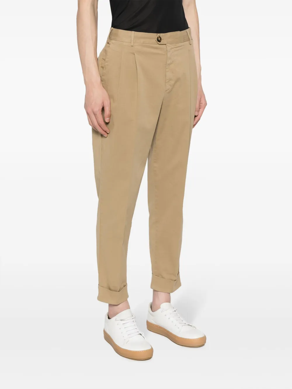 PT Torino Broek met geplooid detail Bruin