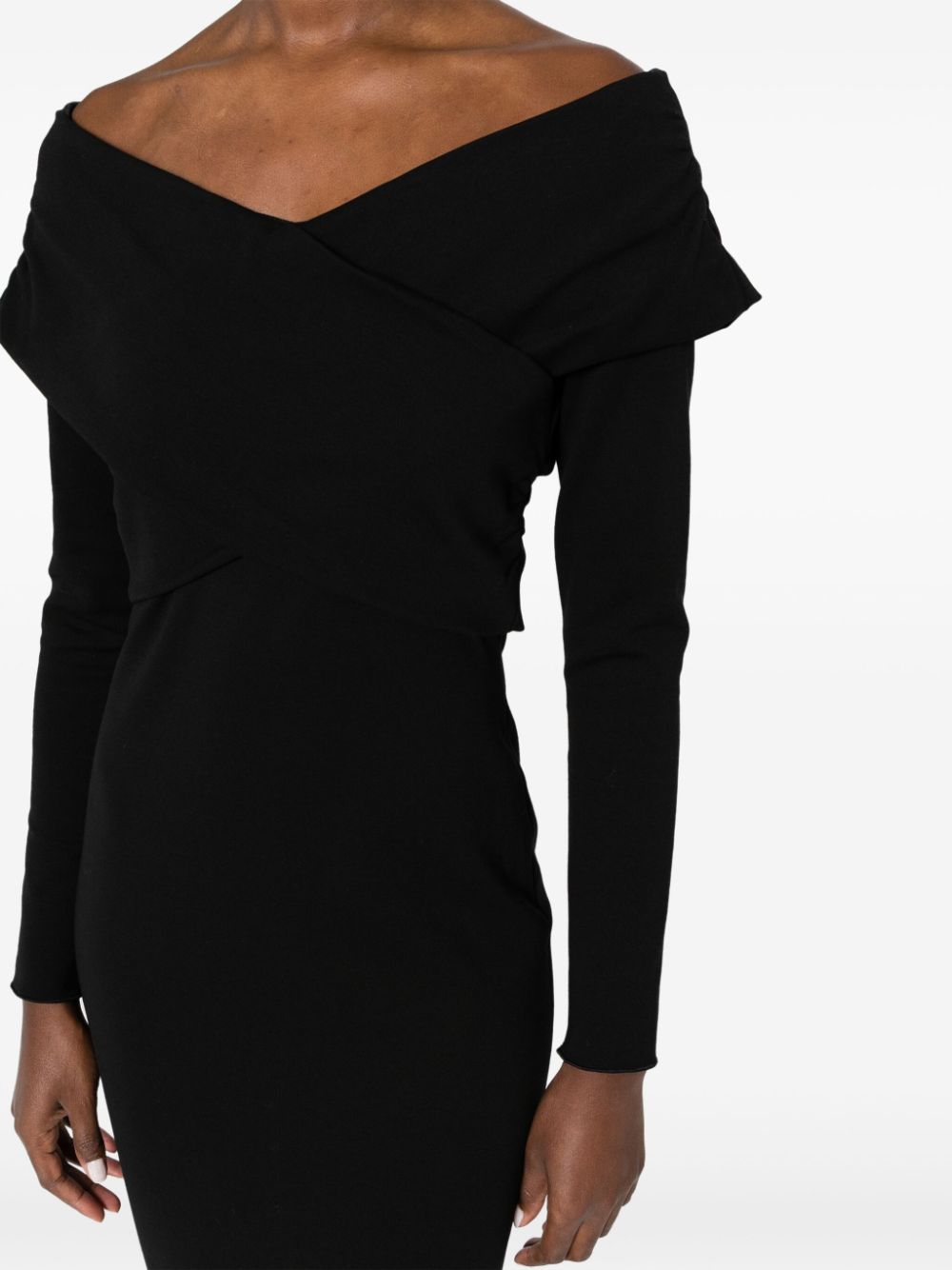 Shop Emporio Armani Off-shoulder Jersey-knit Midi Dress In Black