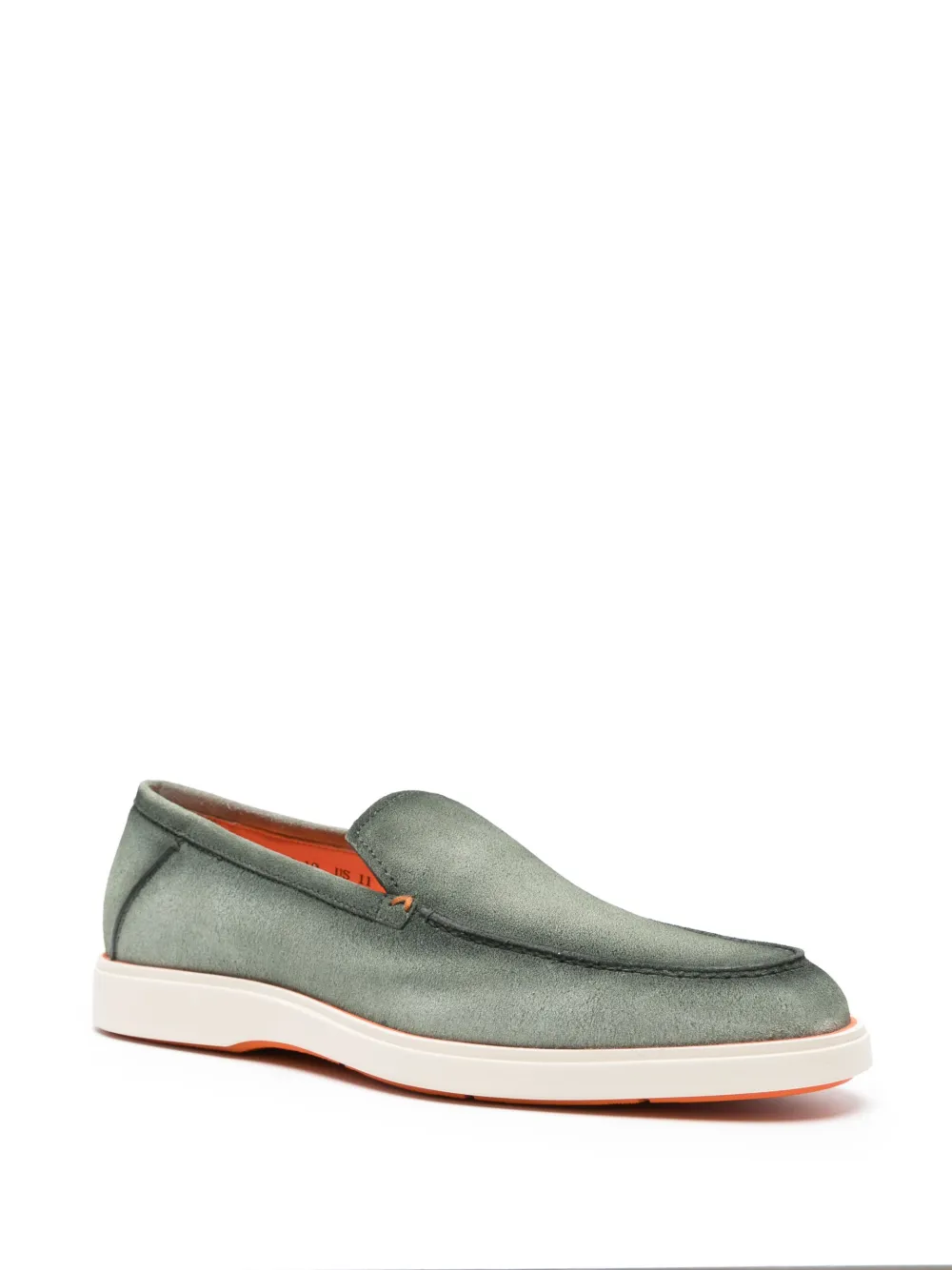 Santoni whipstitch-trim suede loafers - Groen