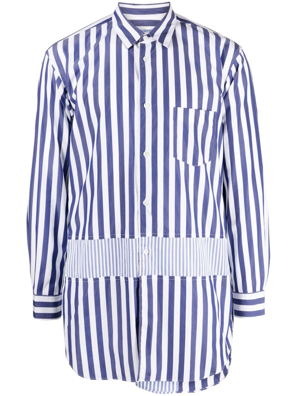Comme Des Garçons Shirt Stripe-print Asymmetric Shirt In Blue