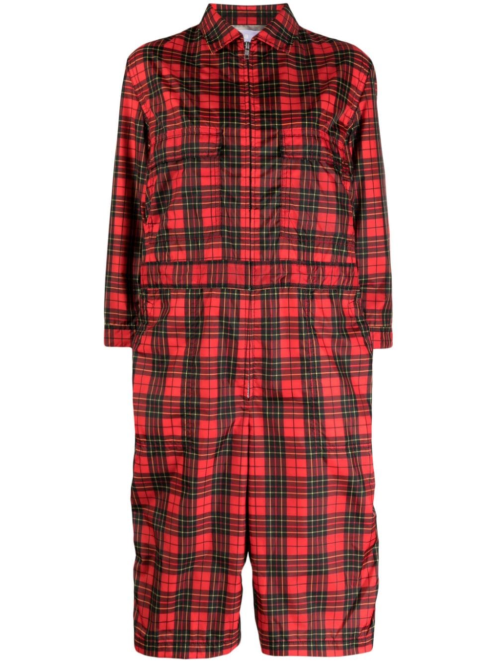 Comme Des Garçons Tao Plaid-check Culotte Jumpsuit In Red