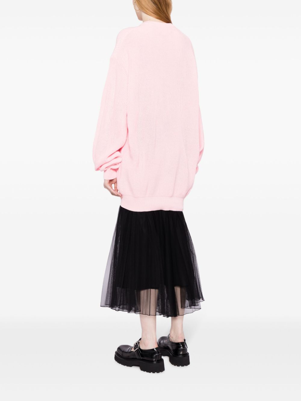Shop Comme Des Garcons Girl Bow-embroidered Crew-neck Jumper In Pink
