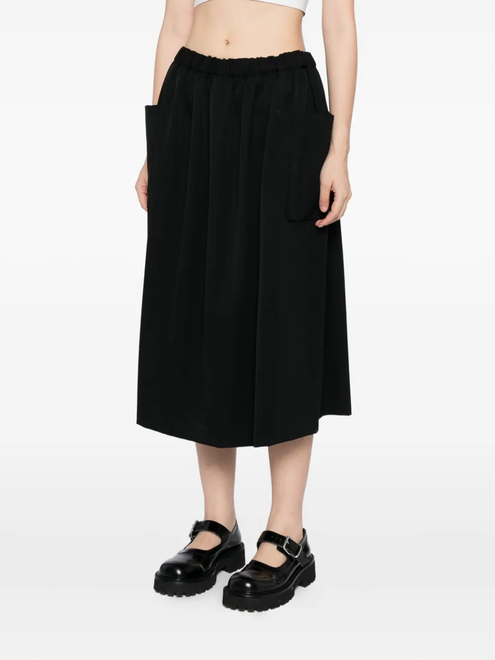 Comme Des Garcons Girl Wool Midi Skirt In Black