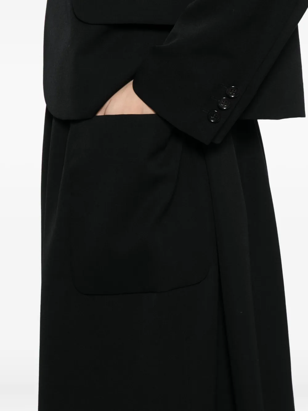 Comme Des Garcons Girl Wool Midi Skirt In Black