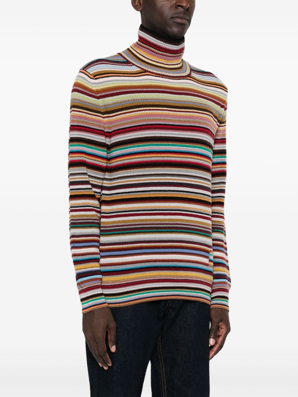 Shop Paul Smith Signature Stripe Roll-neck Jumper In Red