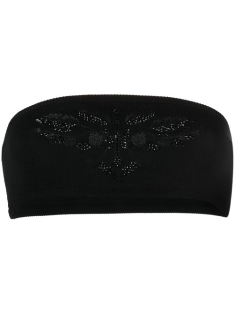 Max Mara floral-embroidered studded cropped top Women