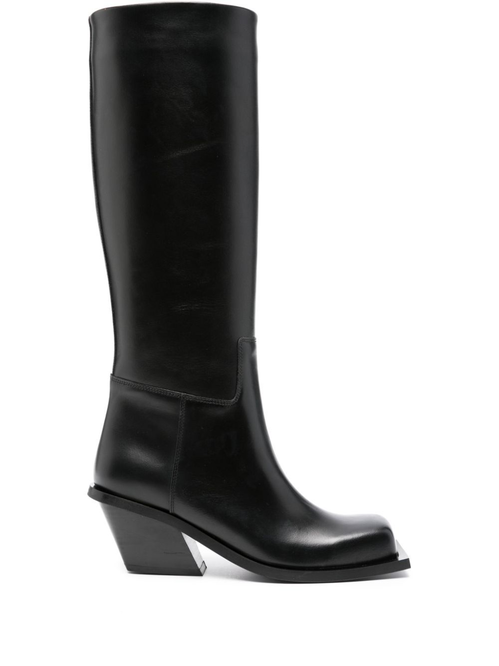 Shop Gia Borghini Square-toe Leather Boots In Black