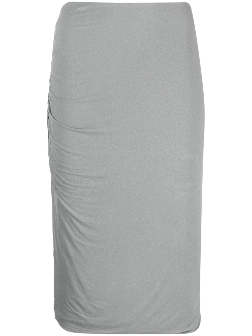 Shop James Perse Shoreline Ruched Midi Skirt In Grey