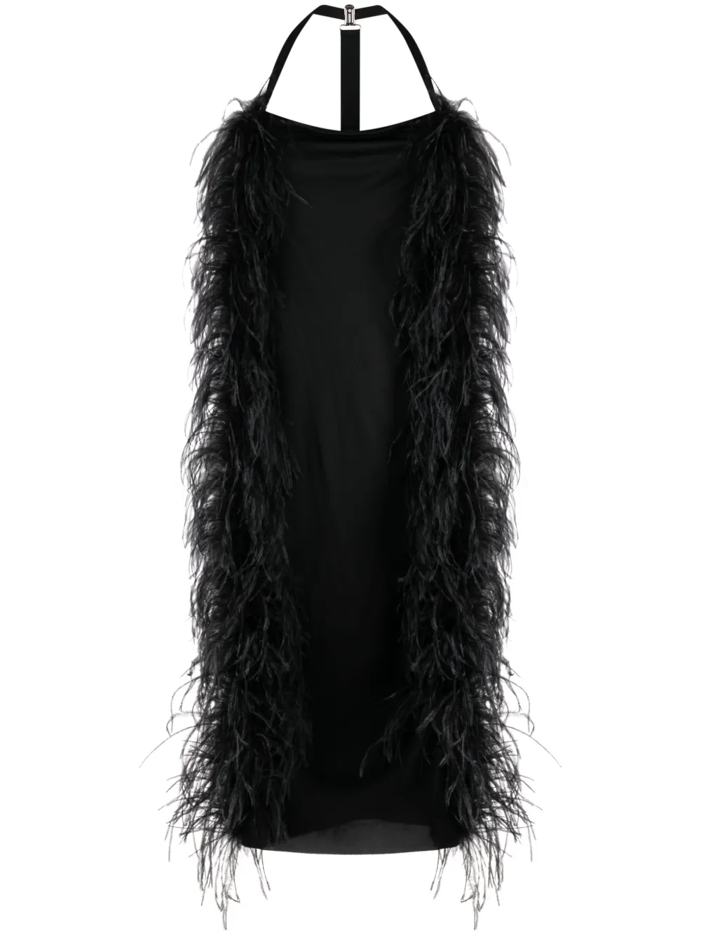 Sportmax Midi-jurk met veren afwerking Zwart