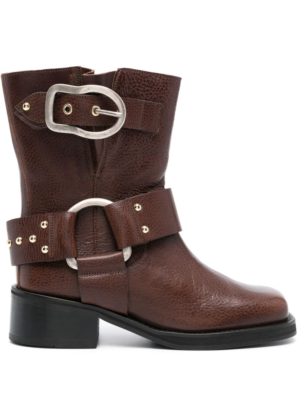 stud-embellished leather boots