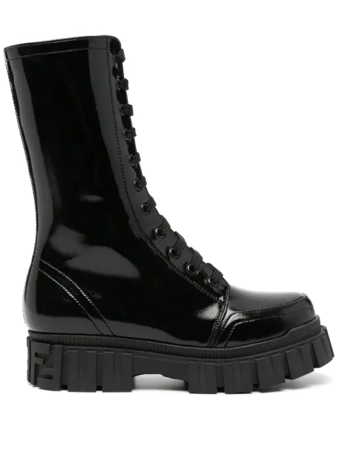 Fendi Kids logo-embossed patent leather boots