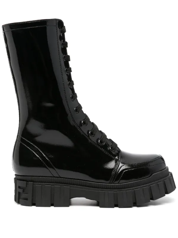 Fendi Kids logo-embossed Patent Leather Boots FARFETCH UK