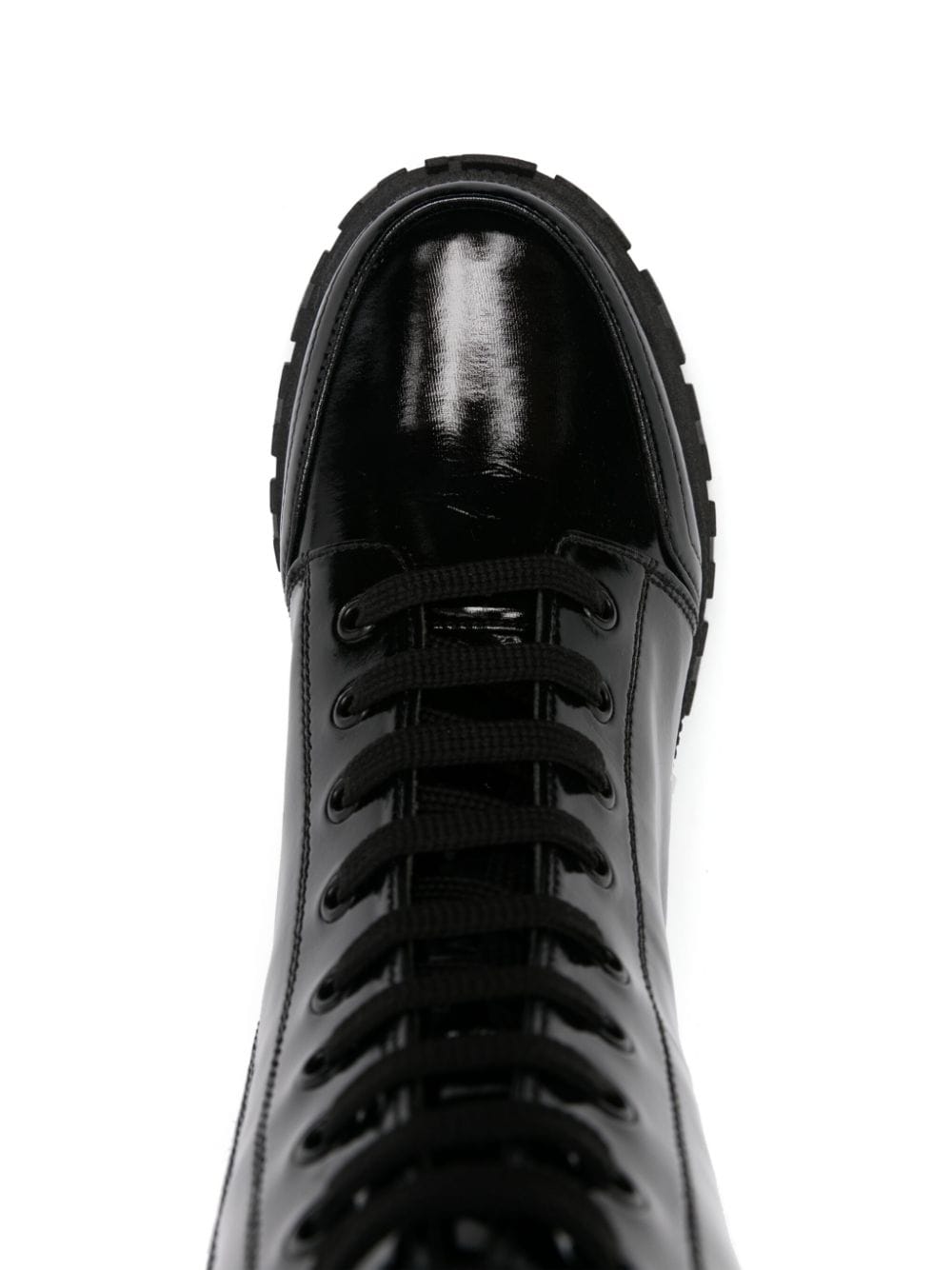 Shop Fendi Logo-embossed Patent Leather Boots In Black
