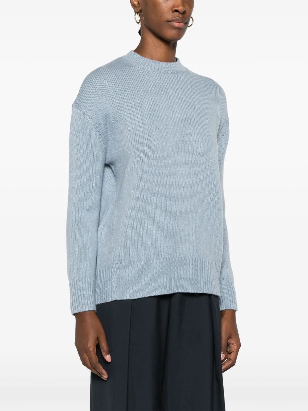 Shop 's Max Mara Round-neck Wool-blend Jumper In Blue